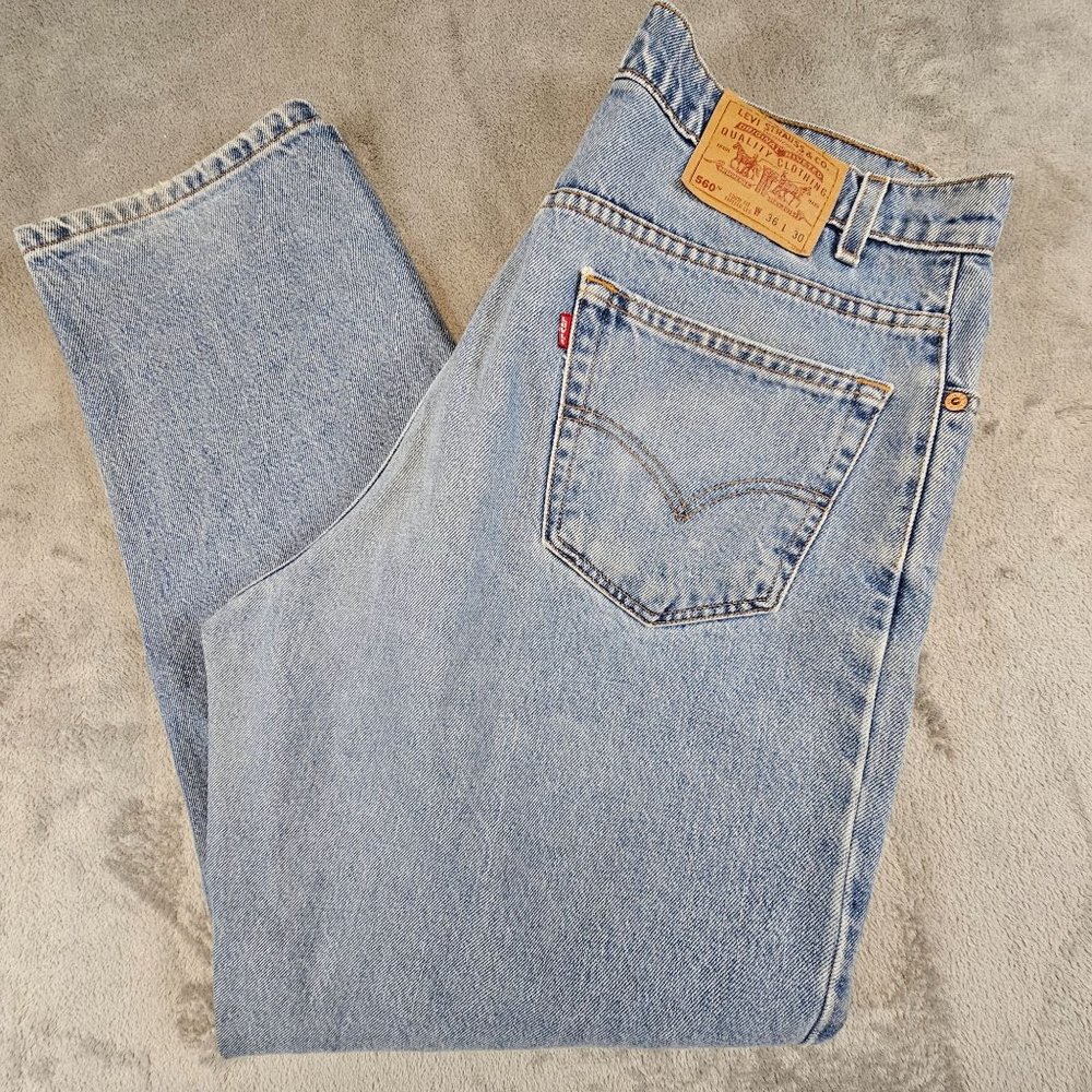 Vintage Levi's Men's 36x30 Blue Light Wash Loose‎ Fit Baggy Red Tab Tapered Y2K